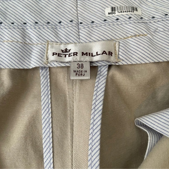 Peter Millar Pants Beige Chinos Flat Front Pima Cotton Ankle 38x32 - Picture 2 of 7